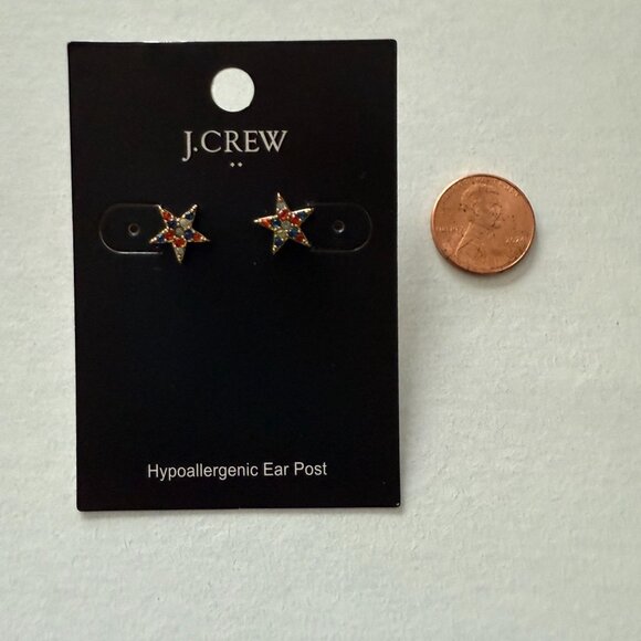 NOC J.Crew Star-Shaped Hypoallergenic Stud Earrings Multicolor Crystals Dainty - Picture 3 of 3